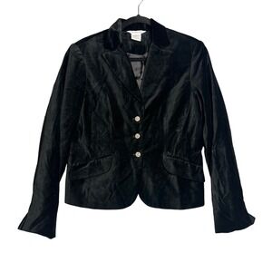 GEORGE Black Velvet Blazer‎ Jacket Womens Size 14 Jeweled Buttons Whimsigoth